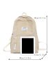 Corduroy Letter Graphic Functional Backpack