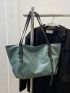 Minimalist Contrast Binding Shoulder Tote Bag