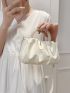Mini Faux Pearl Decor Ruched Bag
