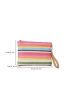 Colorblock Striped Graphic Straw Bag