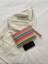 Colorblock Striped Graphic Straw Bag