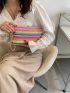 Colorblock Striped Graphic Straw Bag