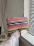 Colorblock Striped Graphic Straw Bag