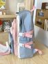 Multi-Compartment Badge Decor Colorblock Backpack