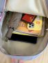 Multi-Compartment Badge Decor Colorblock Backpack
