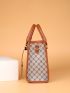 Allover Graphic Contrast Binding Square Bag