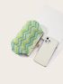 Chevron Pattern Kiss Lock Straw Bag