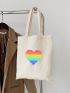Colorblock Heart Graphic Shopper Bag