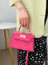 Mini Neon-Pink Twist Lock Square Bag