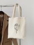 Abstract Floral Print Canvas Shopper Bag
