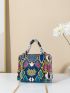 Mini Colorblock Snakeskin Flap Satchel Bag