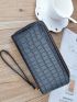 Slogan Graphic Crocodile Embossed Long Wallet