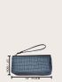 Slogan Graphic Crocodile Embossed Long Wallet