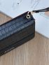 Slogan Graphic Crocodile Embossed Long Wallet