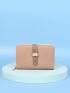 Litchi Embossed Metal Buckle Decor Small Wallet