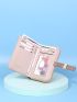 Litchi Embossed Metal Buckle Decor Small Wallet