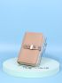Litchi Embossed Metal Buckle Decor Small Wallet