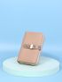 Litchi Embossed Metal Buckle Decor Small Wallet