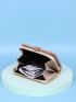 Litchi Embossed Metal Buckle Decor Small Wallet