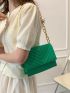 Mini Chevron Detail Flap Chain Square Bag