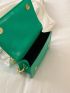 Mini Chevron Detail Flap Chain Square Bag