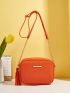 Mini Litchi Embossed Tassel & Metal Decor Square Bag
