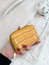 Stone Embossed Zipper Around Small Wallet