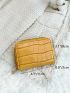 Stone Embossed Zipper Around Small Wallet