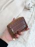 Crocodile Embossed Zipper Around Card Holder