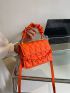 Mini Chain Decor Ruched Top Handle Quilted Flap Square Bag