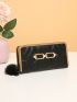 Butterfly Embroidered Chain Decor Long Wallet With Bag Charm