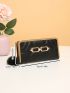 Butterfly Embroidered Chain Decor Long Wallet With Bag Charm