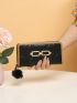 Butterfly Embroidered Chain Decor Long Wallet With Bag Charm