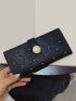 Studded Decor Geometric Embossed Button Decor Long Wallet