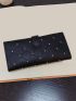 Studded Decor Geometric Embossed Button Decor Long Wallet