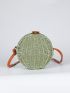 Mini Braided Detail Circle Straw Bag
