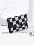 Argyle Pattern Canvas Fold Over Small Wallet