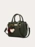 Fuzzy Pompom Metal Decor Square Bag
