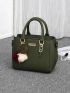 Fuzzy Pompom Metal Decor Square Bag