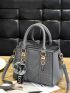 Pom-pom Decor Double Handle Handbag