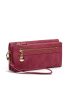 Snap Button Long Wallet With Wristlet