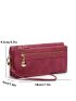 Snap Button Long Wallet With Wristlet