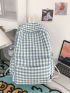 Pocket Front Gingham Pattern Backpack