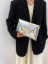 Metallic Crocodile Embossed Square Bag