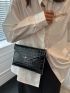 Crocodile Embossed Flap Chain Square Bag
