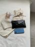 Crocodile Embossed Flap Chain Square Bag