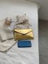 Metallic Crocodile Embossed Flap Square Bag