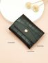 Crocodile Embossed Fold Over Small Wallet