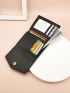 Litchi Embossed Fold Over Small Wallet
