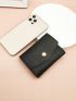 Litchi Embossed Fold Over Small Wallet